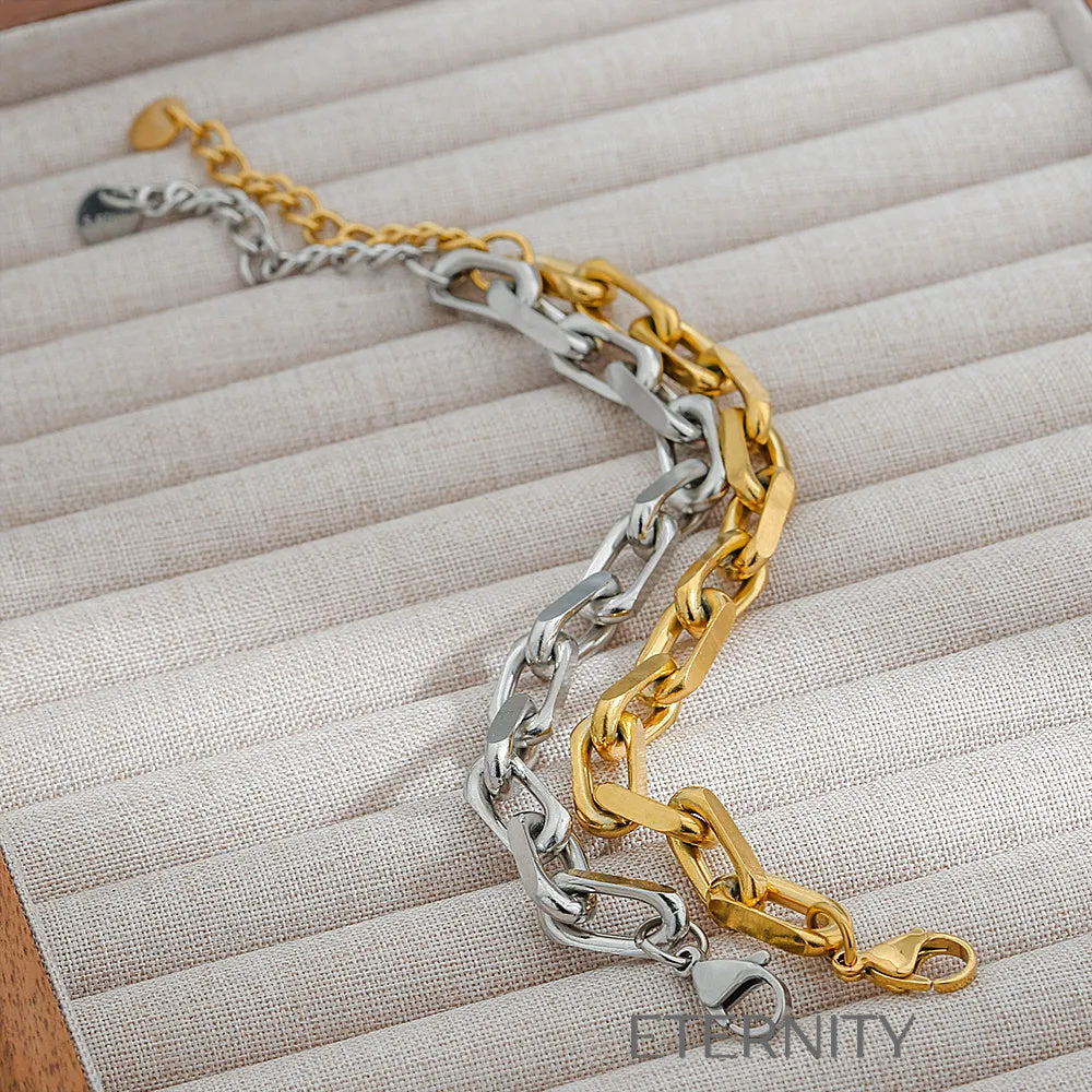 Brazalete de Eslabones Industrial Link en Gold y Silver  Brazaletes Dorado Unica Acero Inoxidable  ETERNITY