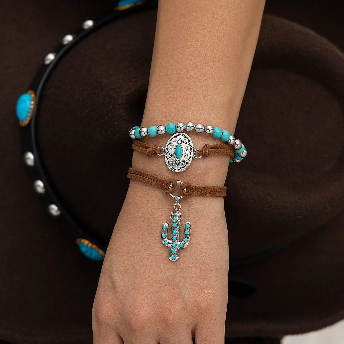 Set de Pulseras "Turquoise Soul" ETERNITY - Estilo Boho Chic Plateado