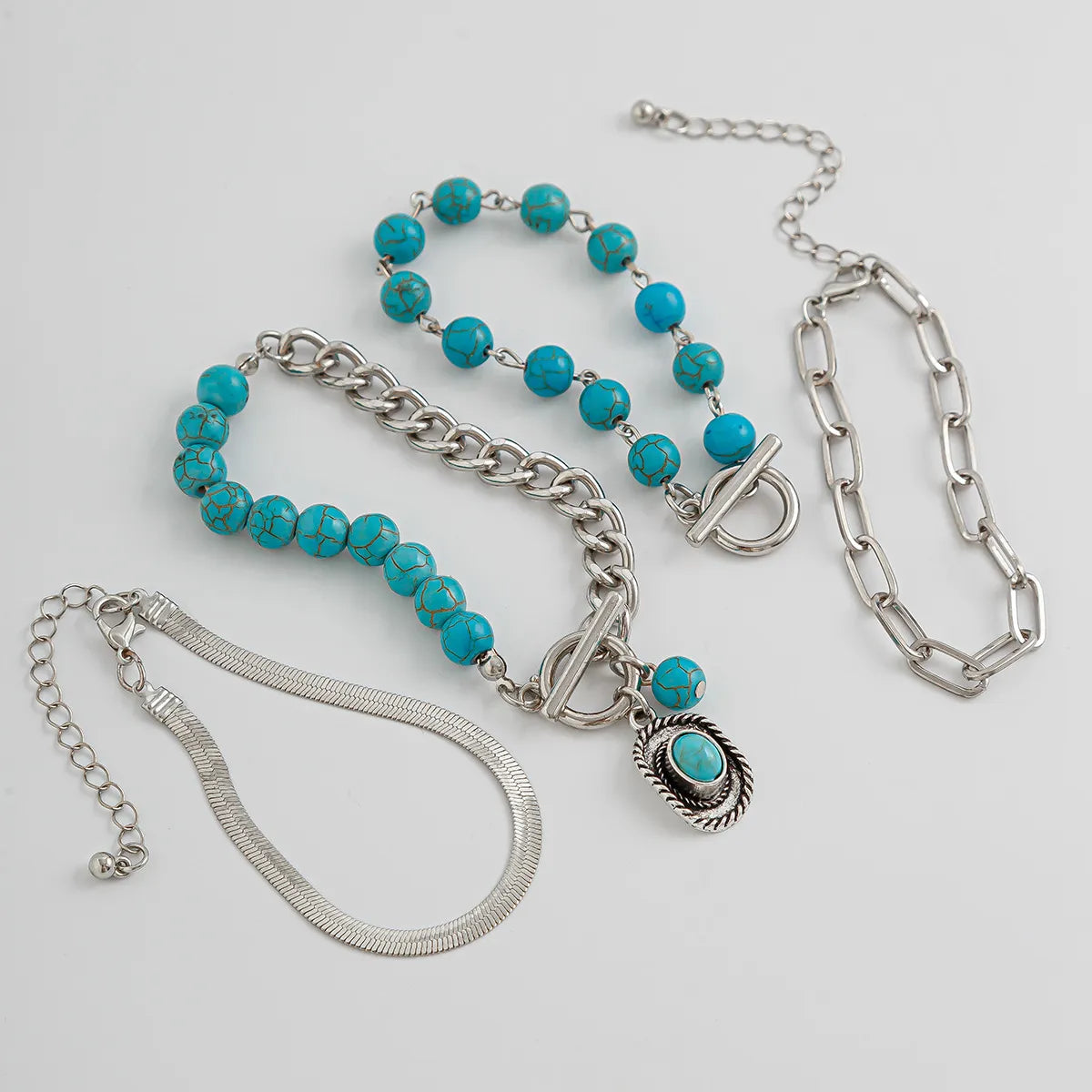 Set de Pulseras "Turquoise Soul" ETERNITY - Estilo Boho Chic Plateado