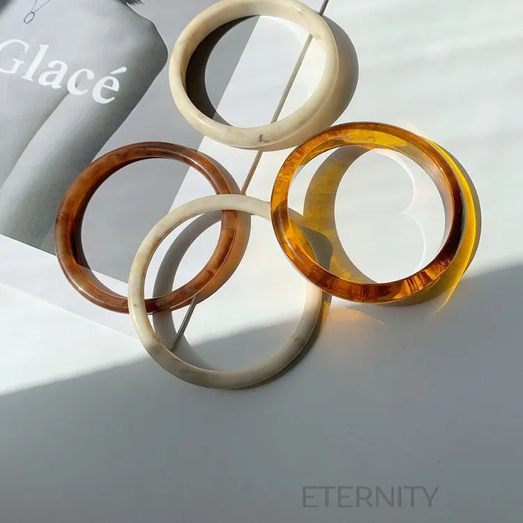 Brazaletes Rígidos Nostalgic Resin Estilo Retro en Tonos Ámbar y Crema  Brazaletes Ambar Unica Acero Inoxidable  ETERNITY