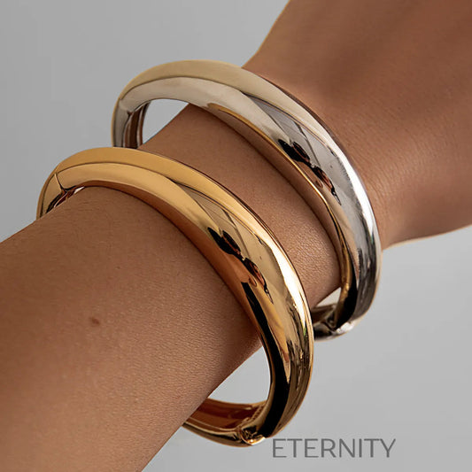 Brazalete metálico plateado pulido estilo minimalista Brazaletes Plateado Unica Acero Inoxidable  ETERNITY
