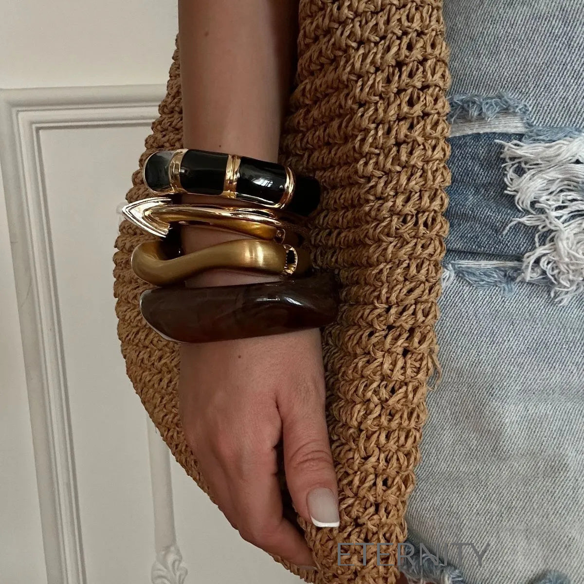 Brazaletes Mix & Match Eternal Resin con Acabado Dorado y Carey  Brazaletes Dorado Unica Acero Inoxidable  ETERNITY