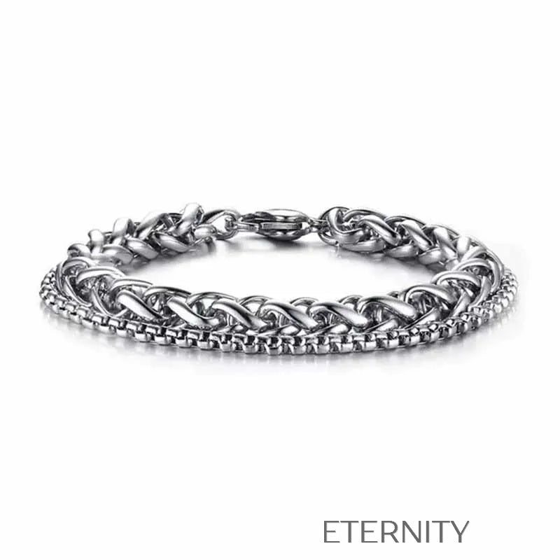 Pulsera Doble Cadena de Acero  Brazaletes Plateado Unica Acero Inoxidable  ETERNITY