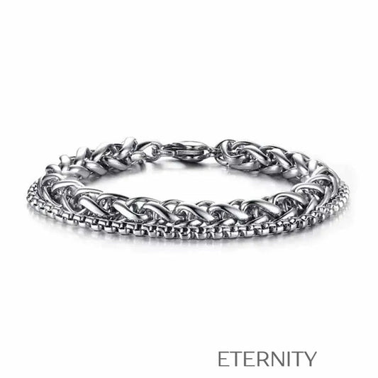 Pulsera Doble Cadena de Acero  Brazaletes Plateado Unica Acero Inoxidable  ETERNITY