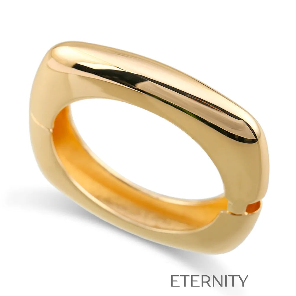 Brazalete Rígido Squared Bangle de Diseño Geométrico en Gold y Silver  Brazaletes Dorado Unica Acero Inoxidable  ETERNITY
