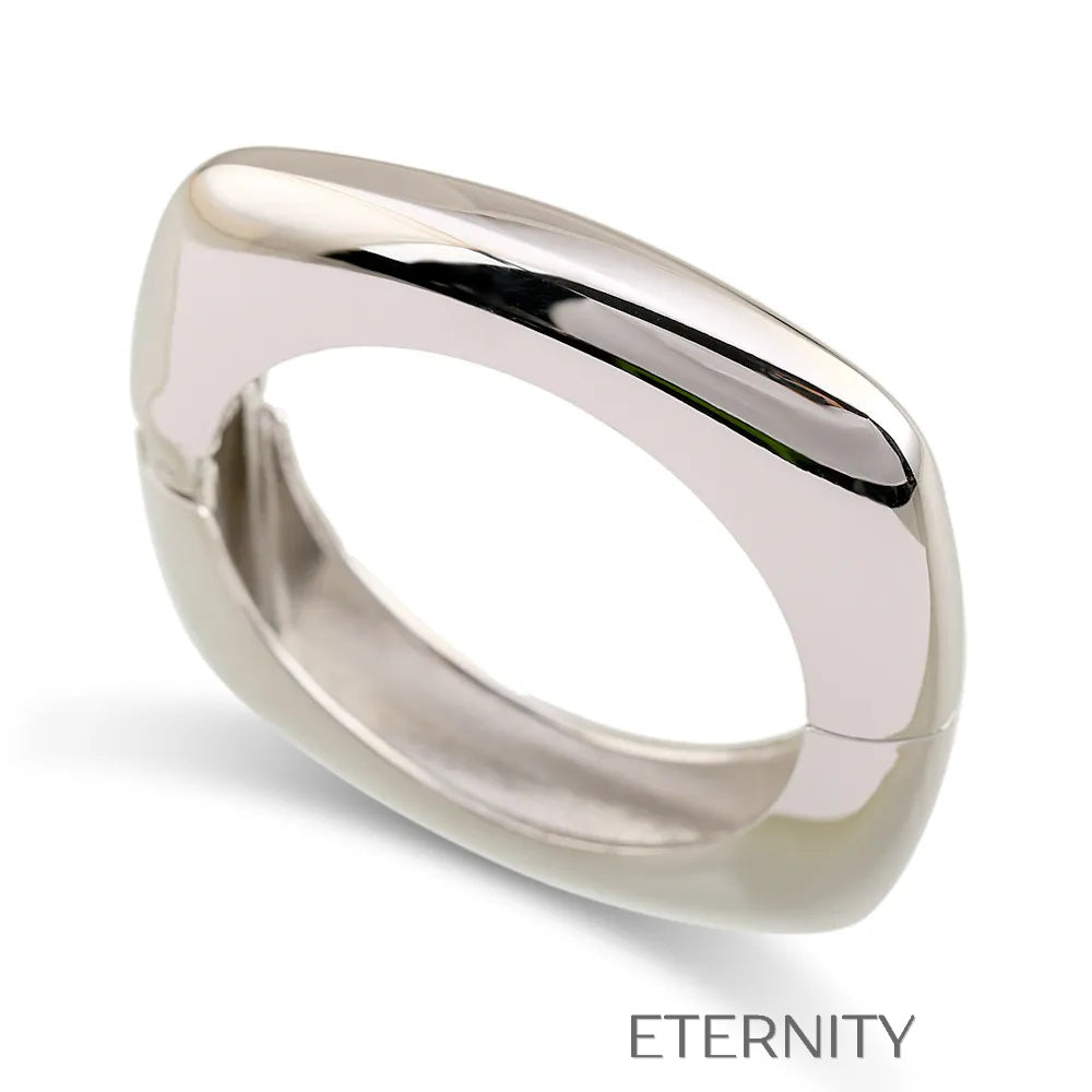 Brazalete Rígido Squared Bangle de Diseño Geométrico en Gold y Silver  Brazaletes Dorado Unica Acero Inoxidable  ETERNITY