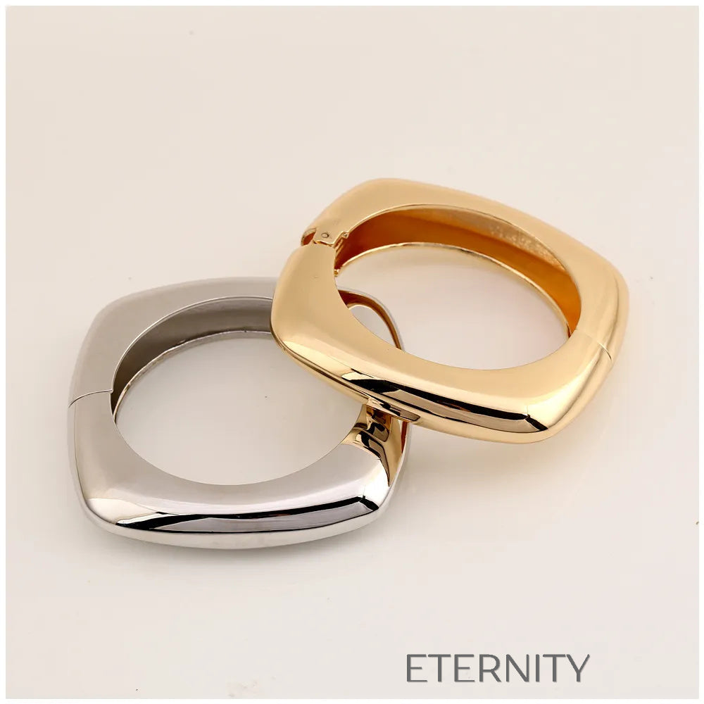 Brazalete Rígido Squared Bangle de Diseño Geométrico en Gold y Silver  Brazaletes Dorado Unica Acero Inoxidable  ETERNITY