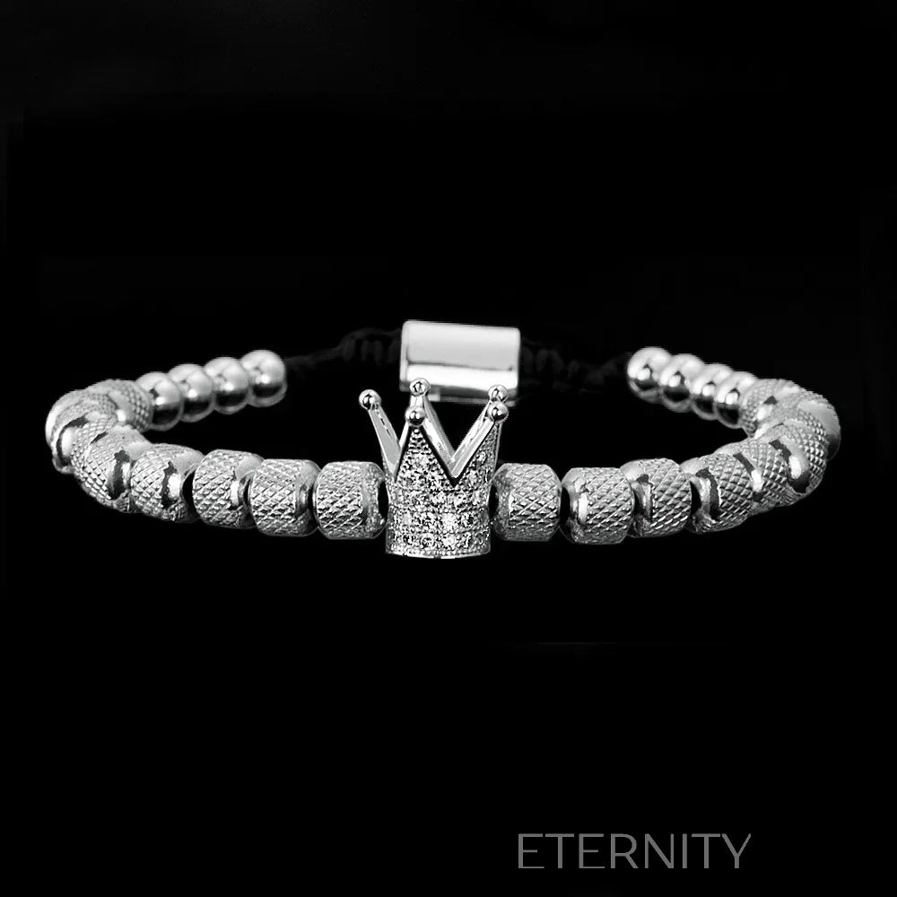 Set de Brazaletes de Lujo con Corona y Números Romanos  Brazaletes Plateado Unica Acero Inoxidable  ETERNITY