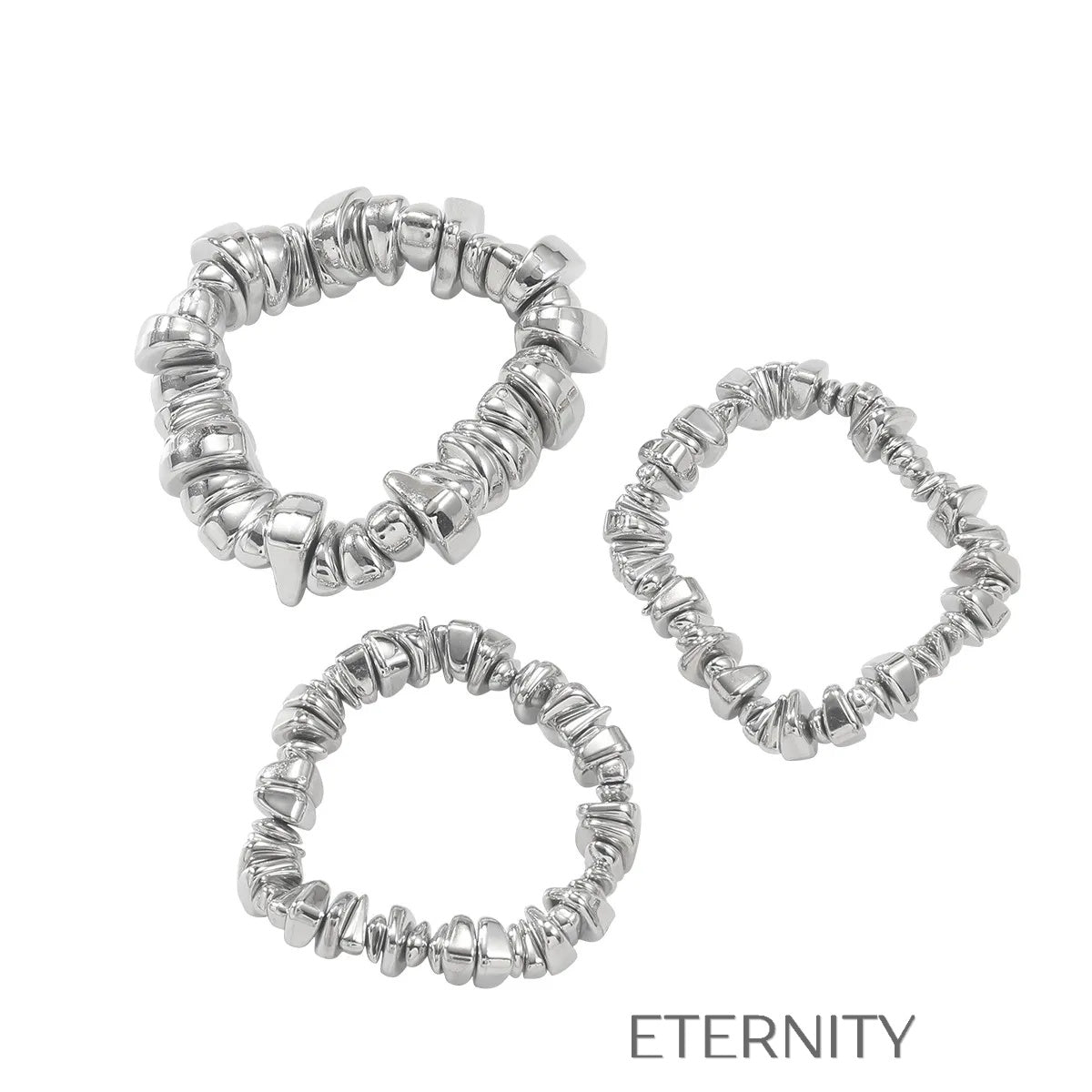 Brazalete Elástico Eternal Fragment de Piedras Metálicas Orgánicas  Brazaletes Plateado Unica Acero Inoxidable  ETERNITY
