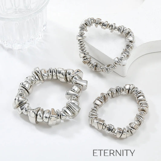 Brazalete Elástico Eternal Fragment de Piedras Metálicas Orgánicas  Brazaletes Plateado Unica Acero Inoxidable  ETERNITY