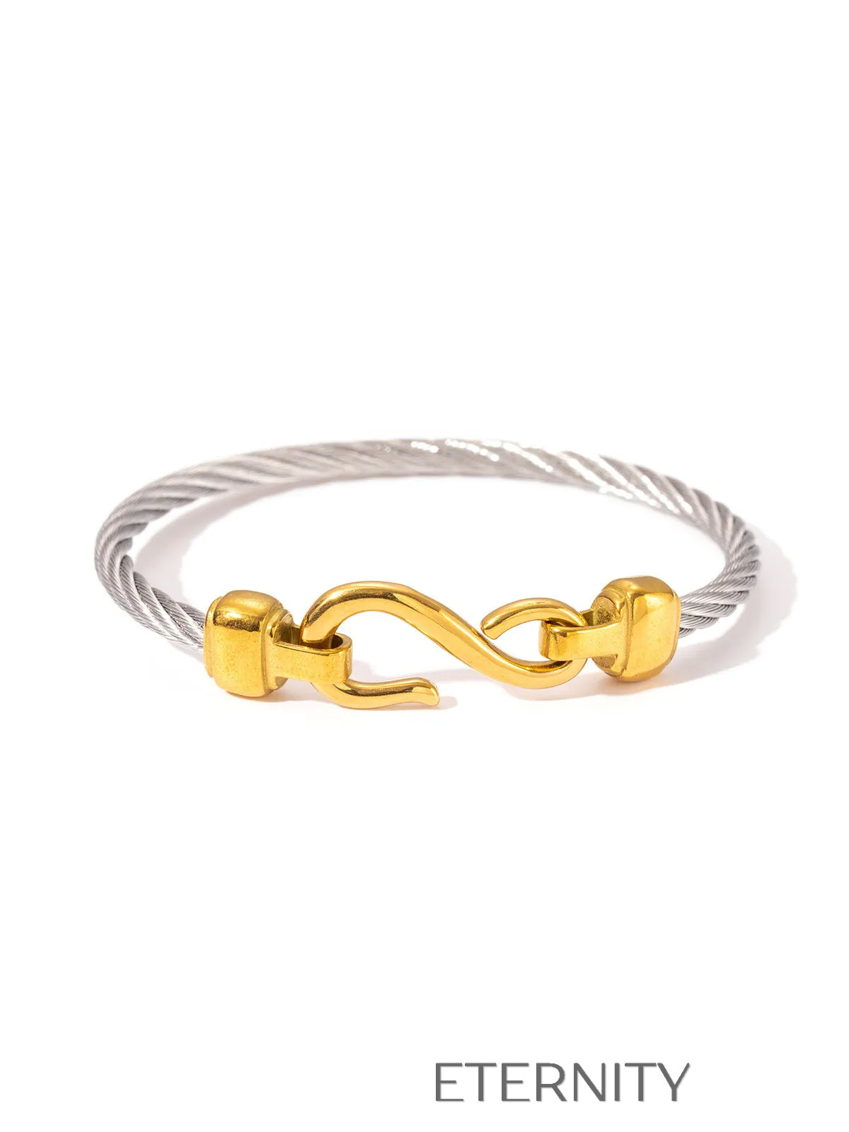 Brazaletes de Cable Trenzado con Detalles en Oro y Plata  Brazaletes Dorado Unica Acero Inoxidable  ETERNITY
