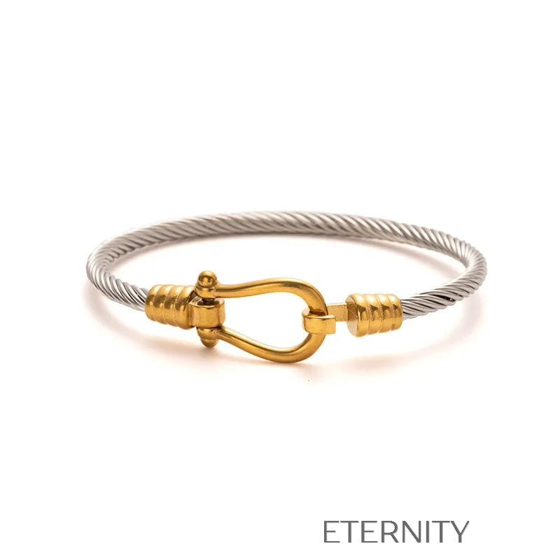 Brazaletes de Cable Trenzado con Detalles en Oro y Plata  Brazaletes Dorado Unica Acero Inoxidable  ETERNITY