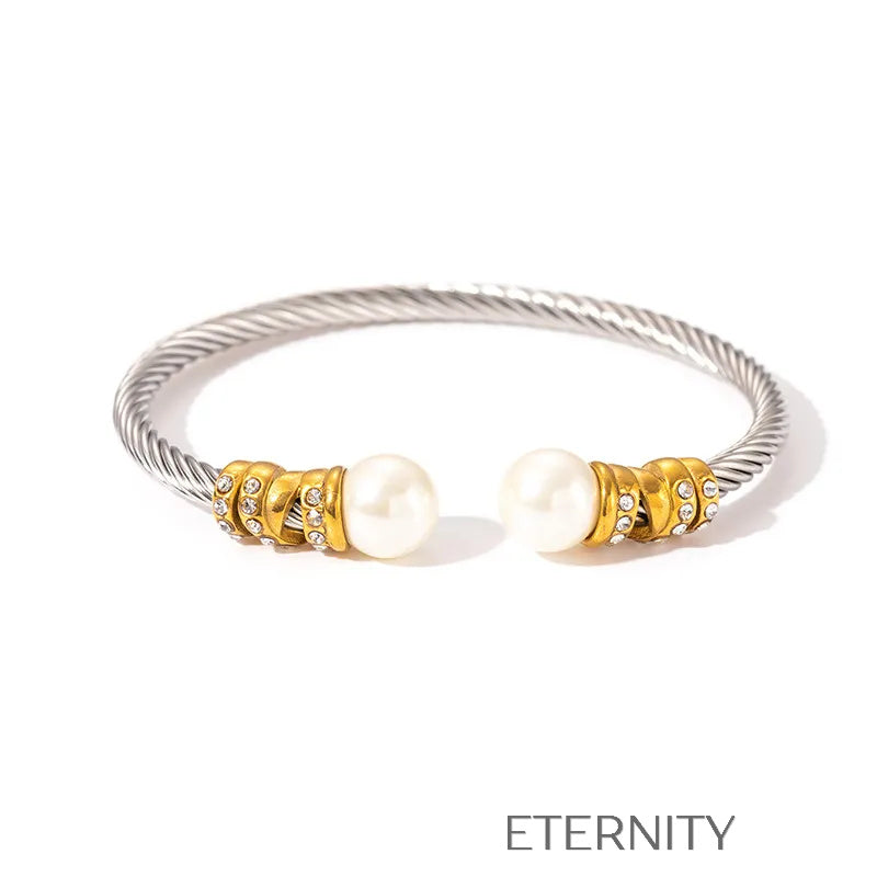 Brazaletes de Cable Trenzado con Detalles en Oro y Plata  Brazaletes Dorado Unica Acero Inoxidable  ETERNITY