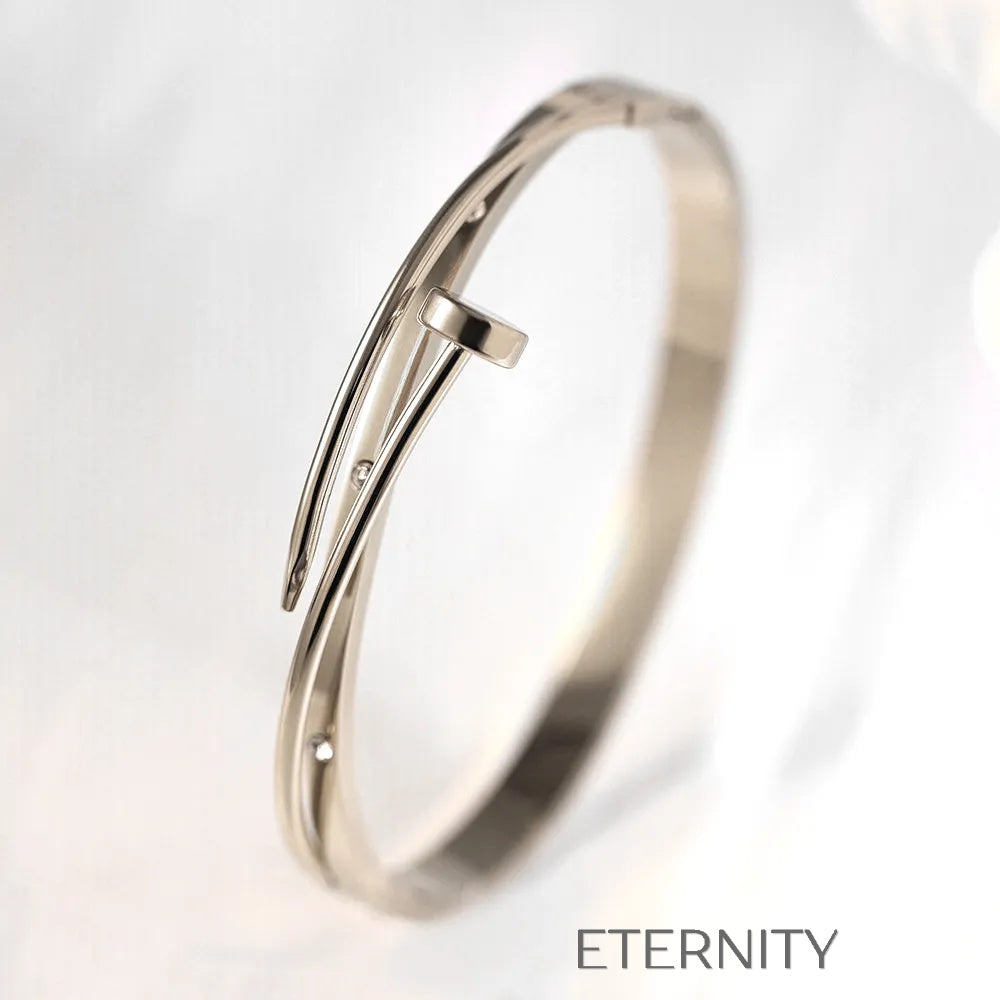 Brazalete Rígido Diseño de Clavo con Circones  Brazaletes Dorado Unica Acero Inoxidable  ETERNITY