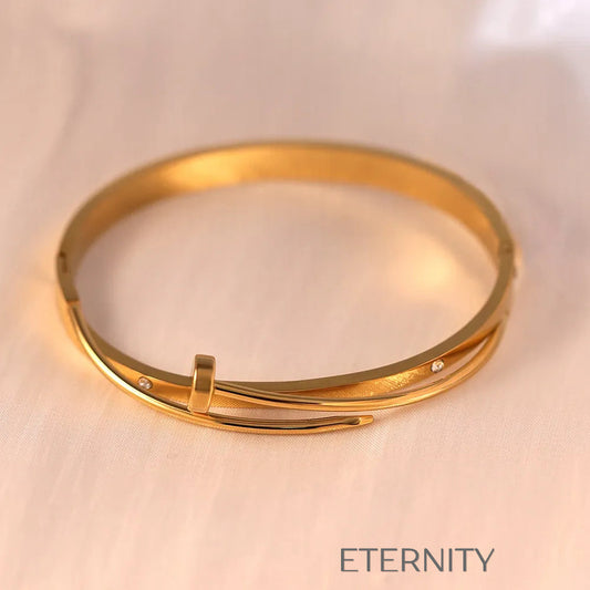 Brazalete Rígido Diseño de Clavo con Circones  Brazaletes Dorado Unica Acero Inoxidable  ETERNITY
