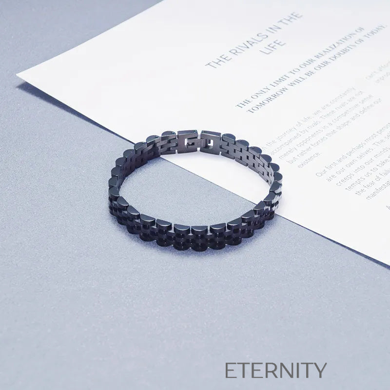 Brazalete de Eslabones Estilo Reloj  Brazaletes Negro 10mm Acero Inoxidable  ETERNITY