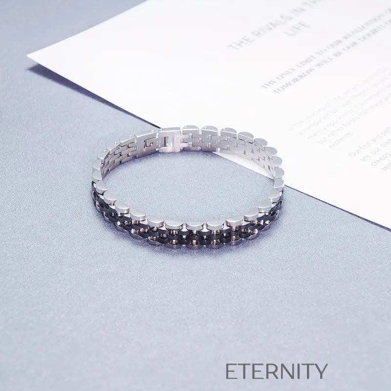 Brazalete de Eslabones Estilo Reloj  Brazaletes Negro 10mm Acero Inoxidable  ETERNITY