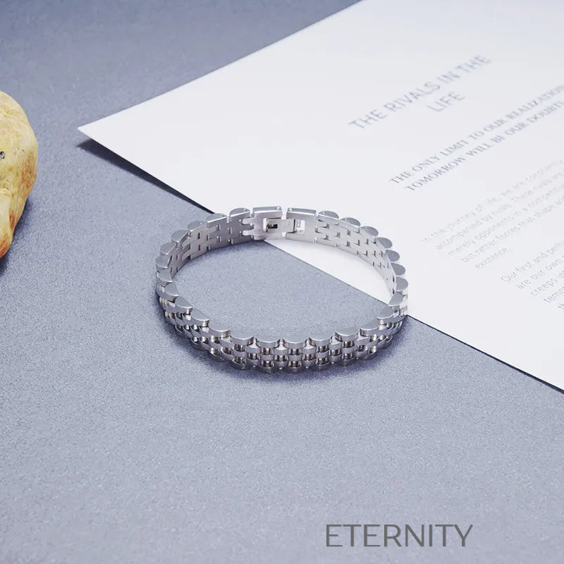 Brazalete de Eslabones Estilo Reloj  Brazaletes Negro 10mm Acero Inoxidable  ETERNITY