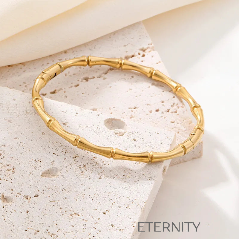 Brazalete Bamboo Zen Rígido en Gold & Silver  Brazaletes Dorado Unica Acero Inoxidable  ETERNITY