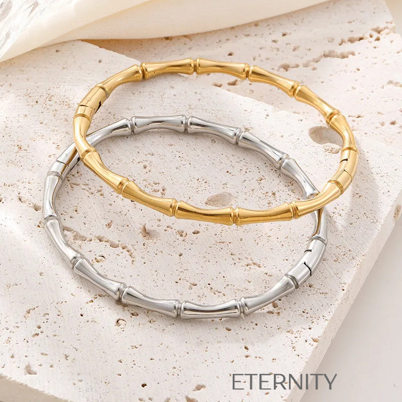Brazalete Bamboo Zen Rígido en Gold & Silver  Brazaletes Dorado Unica Acero Inoxidable  ETERNITY