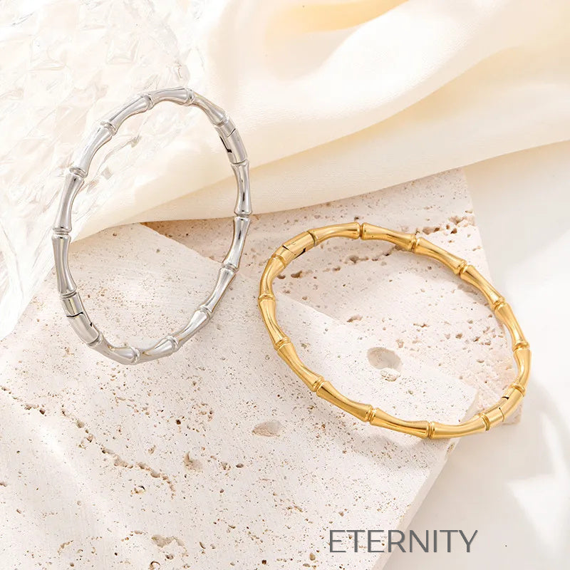 Brazalete Bamboo Zen Rígido en Gold & Silver  Brazaletes Dorado Unica Acero Inoxidable  ETERNITY