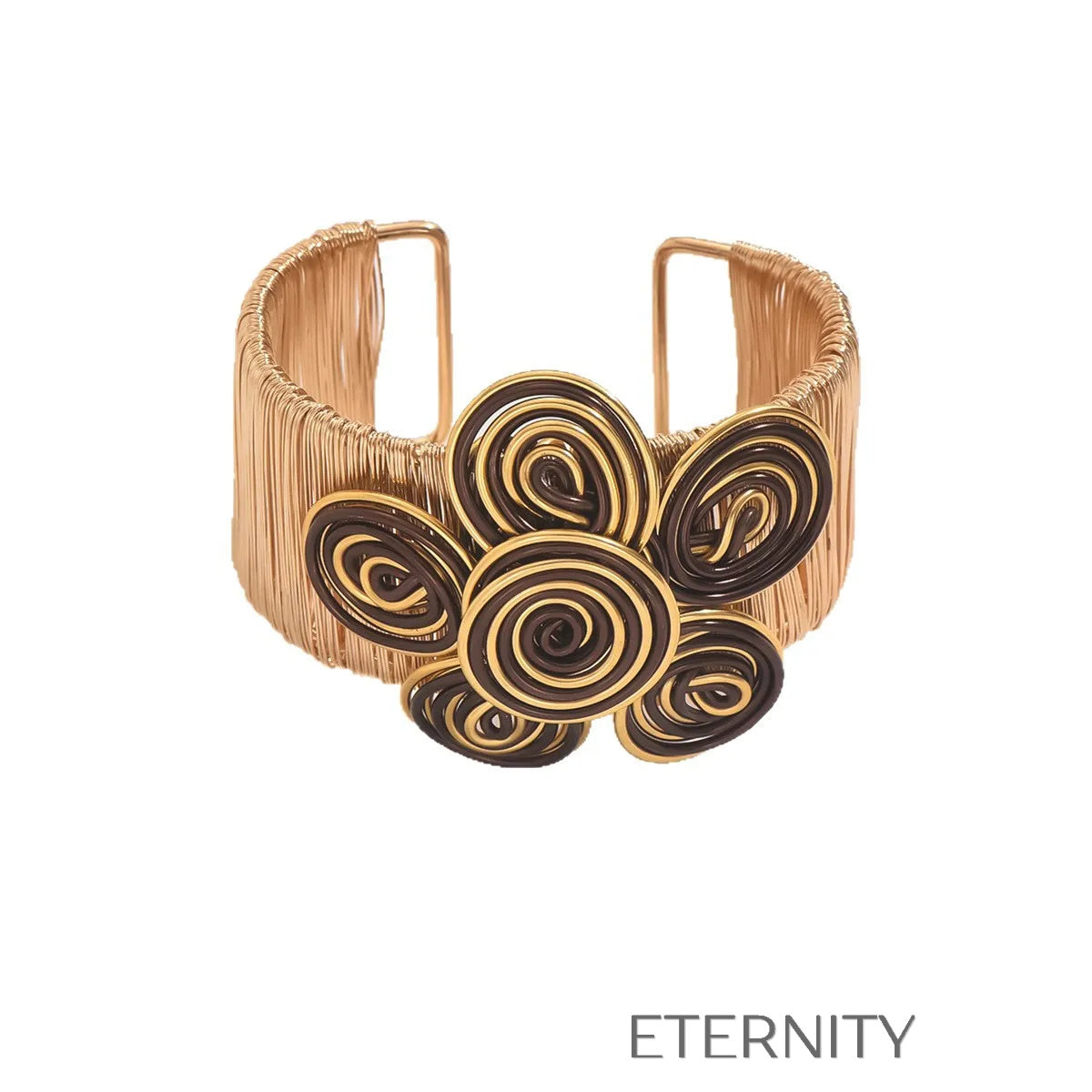 Pulseras doradas y plateadas con diseño floral artístico Brazaletes Dorado Unica Acero Inoxidable  ETERNITY