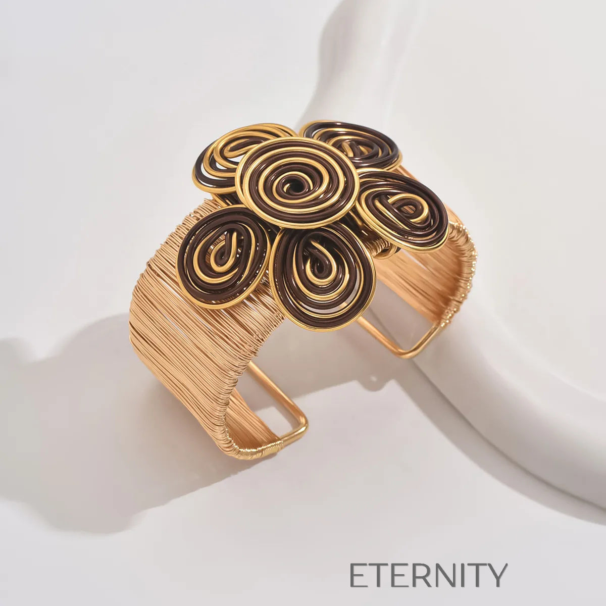 Pulseras doradas y plateadas con diseño floral artístico Brazaletes Dorado Unica Acero Inoxidable  ETERNITY