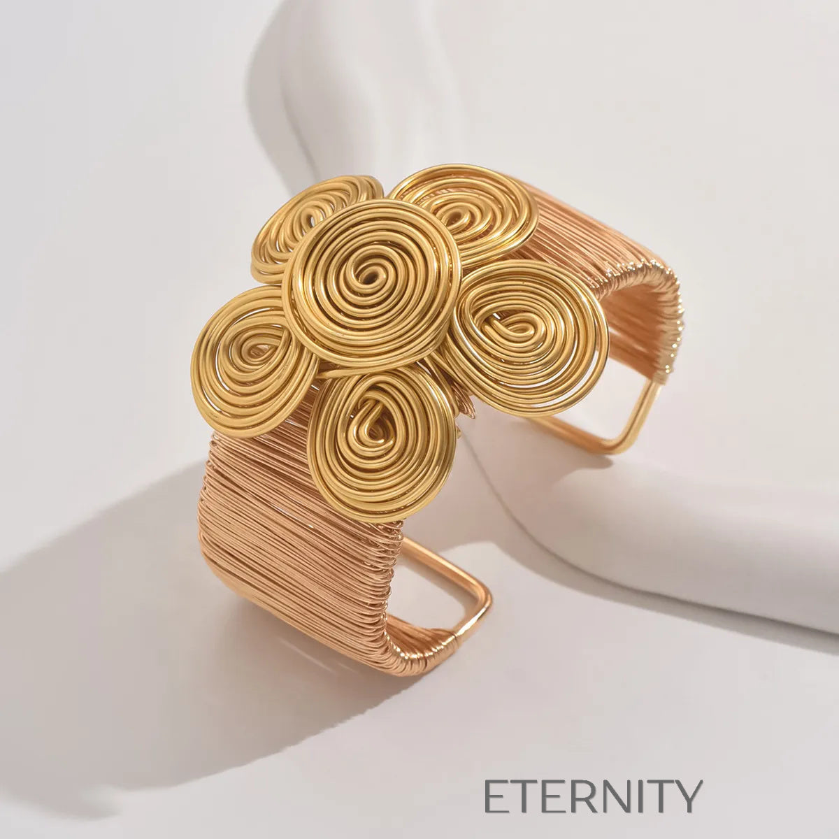 Pulseras doradas y plateadas con diseño floral artístico Brazaletes Dorado Unica Acero Inoxidable  ETERNITY