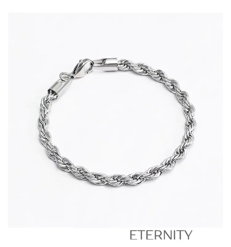 Pulsera de Cadena Torsonada Eternal Rope  Brazaletes Plateado 17cm Acero Inoxidable  ETERNITY
