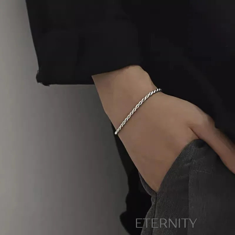 Pulsera de Cadena Torsonada Eternal Rope  Brazaletes Plateado 17cm Acero Inoxidable  ETERNITY