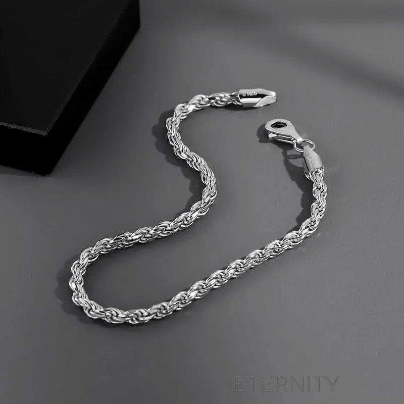 Pulsera de Cadena Torsonada Eternal Rope  Brazaletes Plateado 17cm Acero Inoxidable  ETERNITY