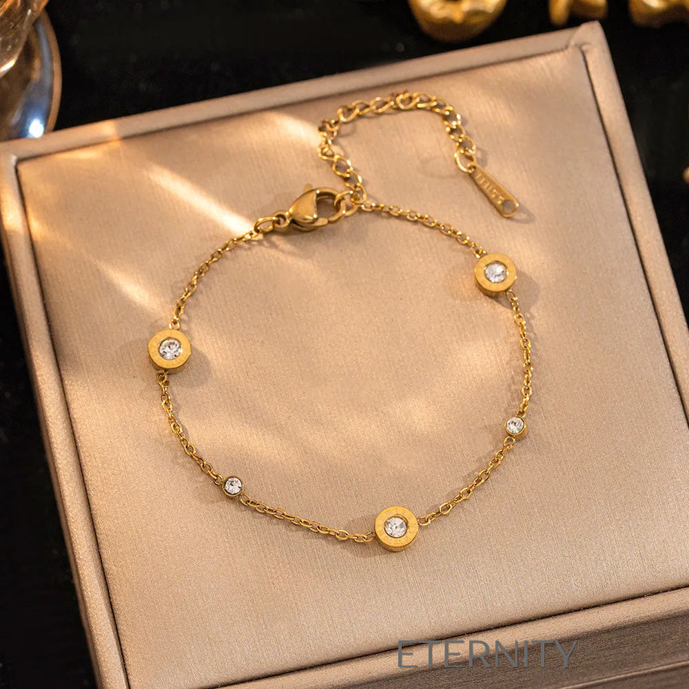 Brazaletes Roman Glitz Cristales  Brazaletes Dorado Unica Acero Inoxidable  ETERNITY
