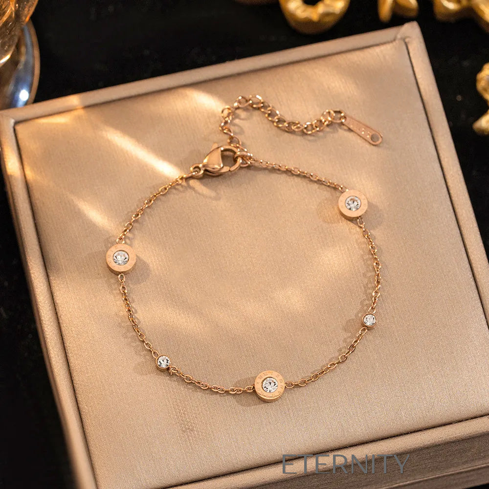 Brazaletes Roman Glitz Cristales  Brazaletes Dorado Unica Acero Inoxidable  ETERNITY