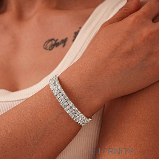 Brazalete Glacier Tennis Triple Hileras  Brazaletes Plateado Unica Acero Inoxidable  ETERNITY