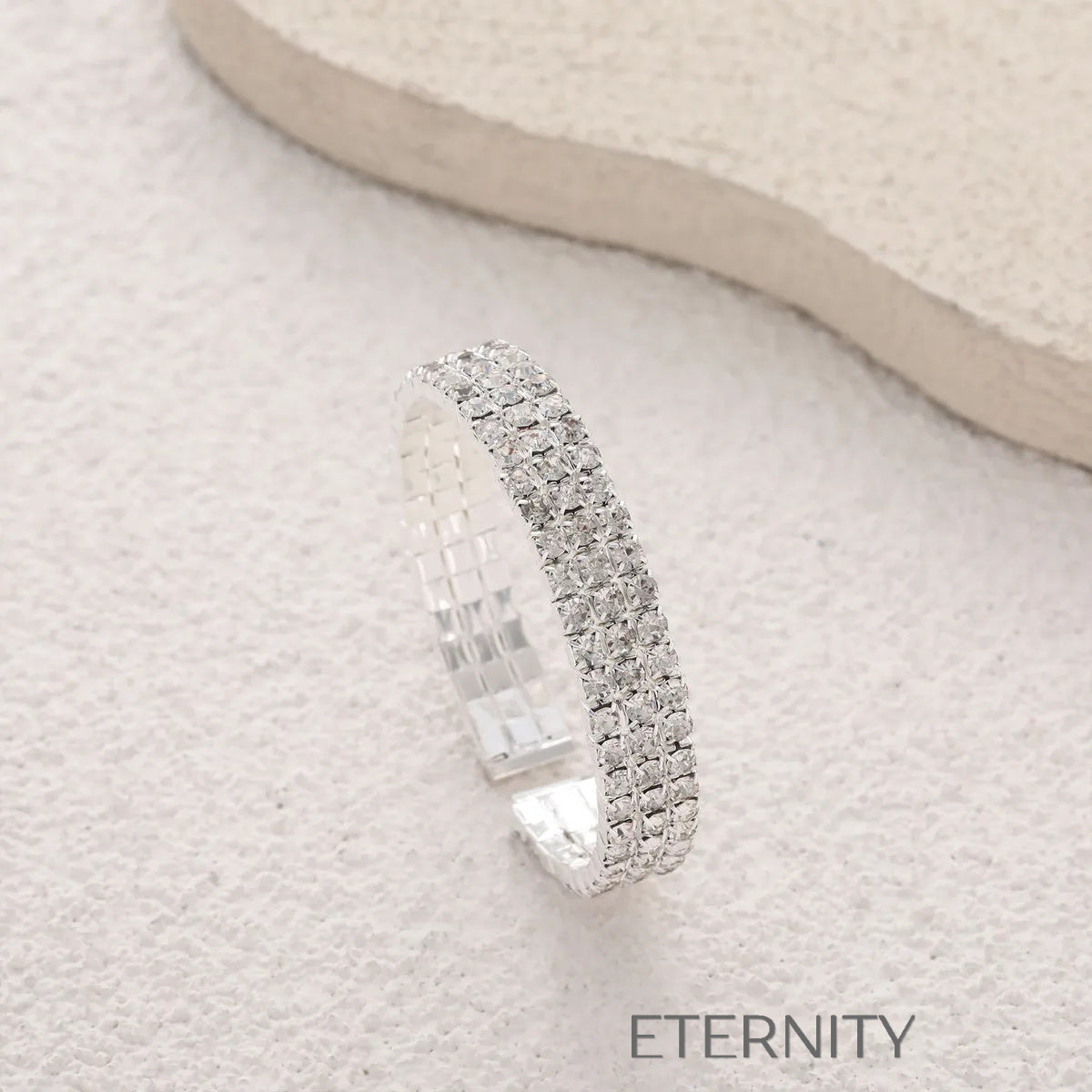 Brazalete Glacier Tennis Triple Hileras  Brazaletes Plateado Unica Acero Inoxidable  ETERNITY