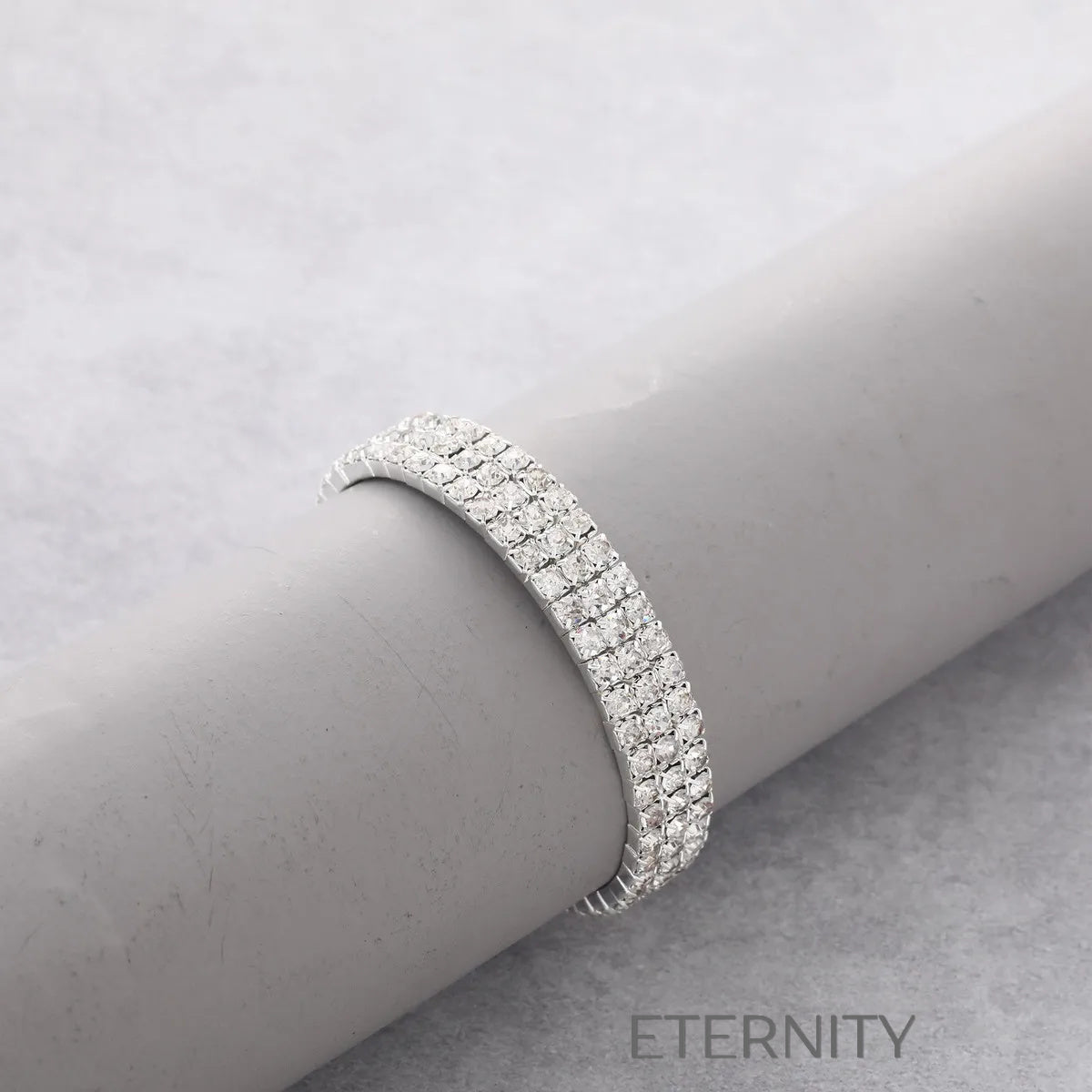 Brazalete Glacier Tennis Triple Hileras  Brazaletes Plateado Unica Acero Inoxidable  ETERNITY