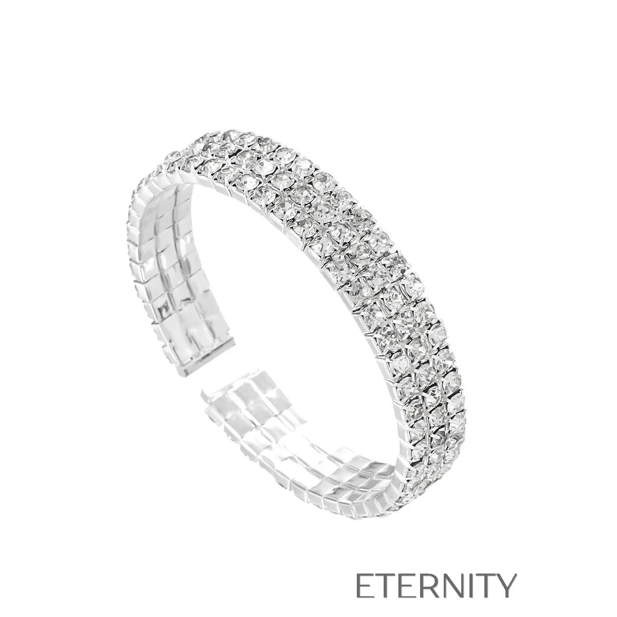 Brazalete Glacier Tennis Triple Hileras  Brazaletes Plateado Unica Acero Inoxidable  ETERNITY