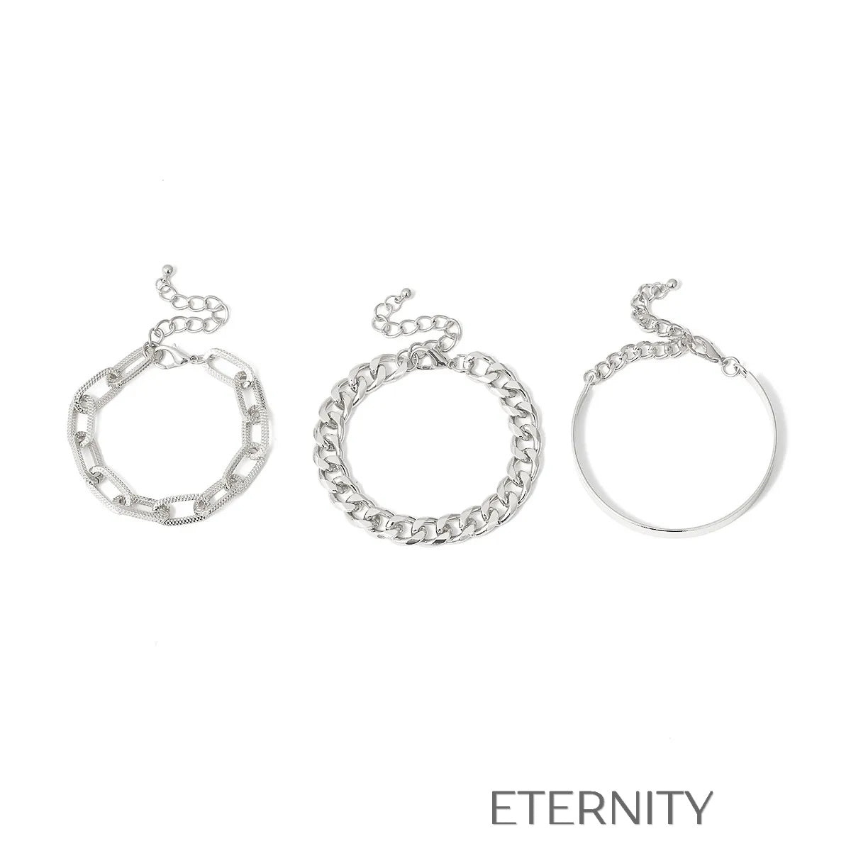 Set de Pulseras de Eslabones y Brazalete Rígido  Brazaletes Dorado Unica Acero Inoxidable  ETERNITY