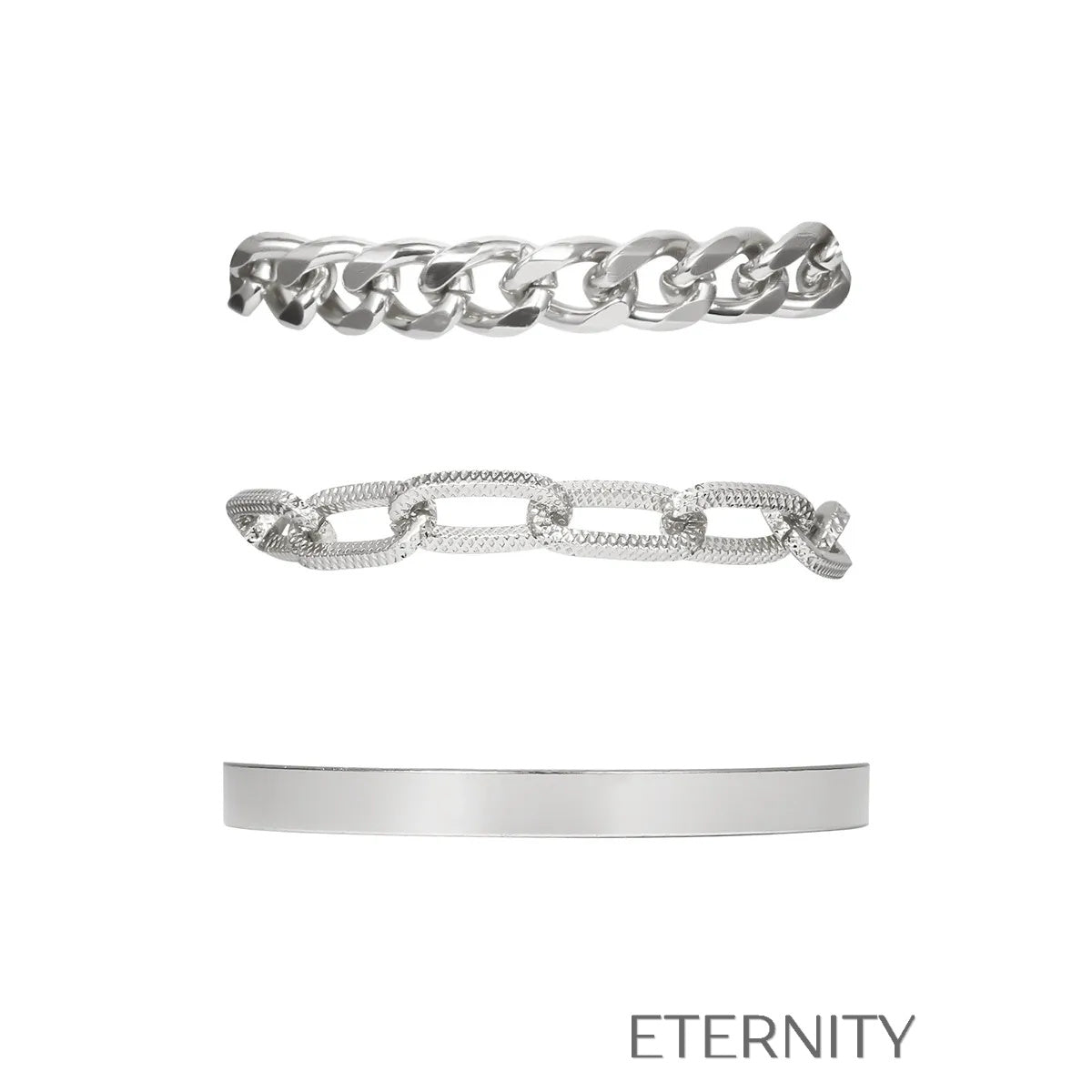 Set de Pulseras de Eslabones y Brazalete Rígido  Brazaletes Dorado Unica Acero Inoxidable  ETERNITY