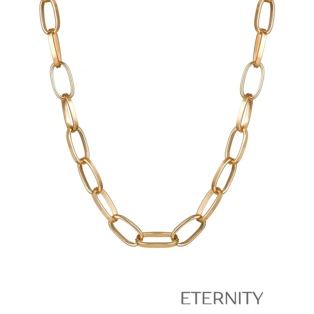 Collar Industrial Link Ovalado  Cadenas Dorado Unica Acero Inoxidable  ETERNITY