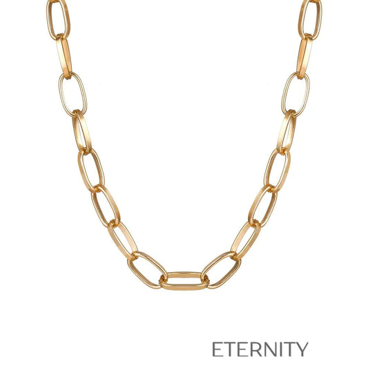 Collar Industrial Link Ovalado  Cadenas Dorado Unica Acero Inoxidable  ETERNITY