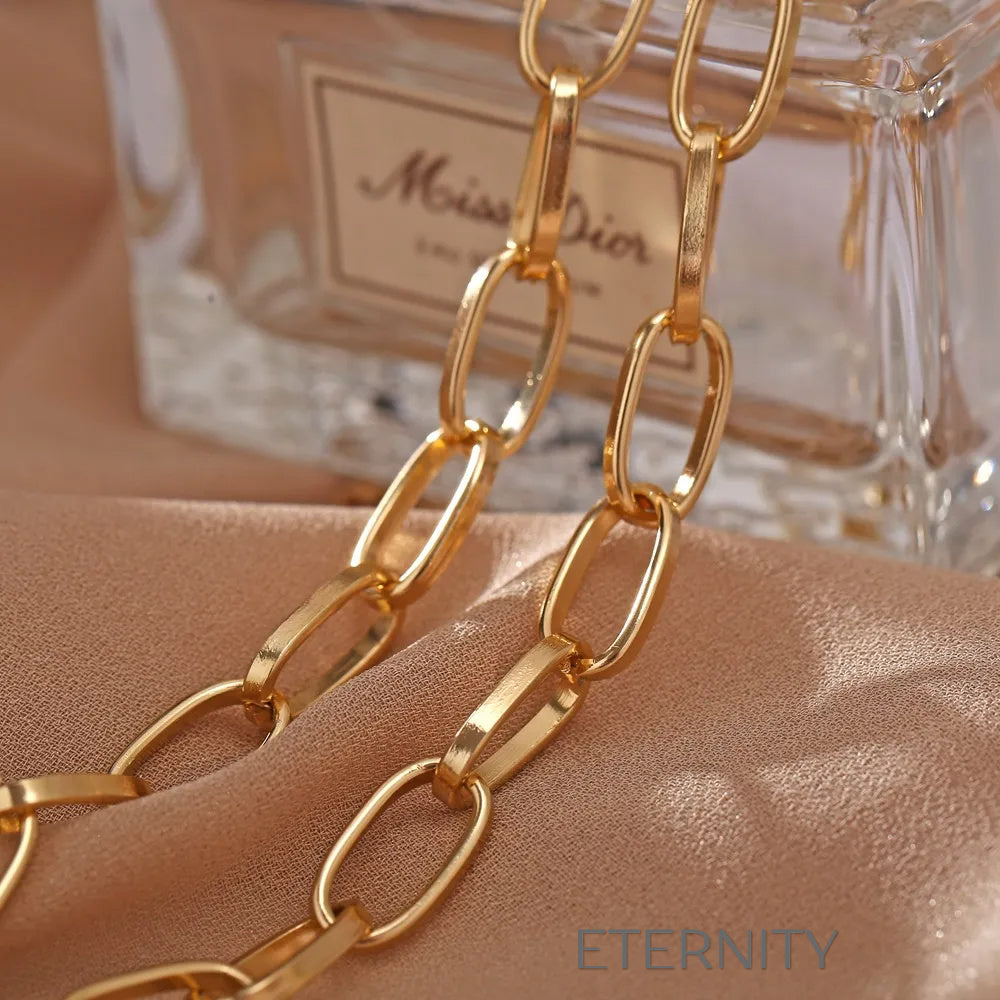 Collar Industrial Link Ovalado  Cadenas Dorado Unica Acero Inoxidable  ETERNITY