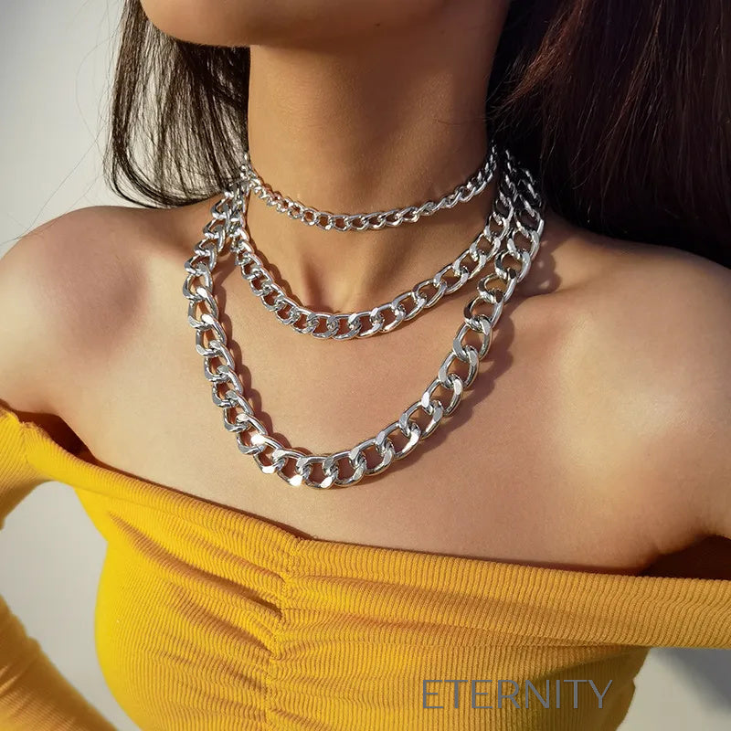 Collar Liquid Bold Eslabones  Cadenas Dorado Unica Acero Inoxidable  ETERNITY