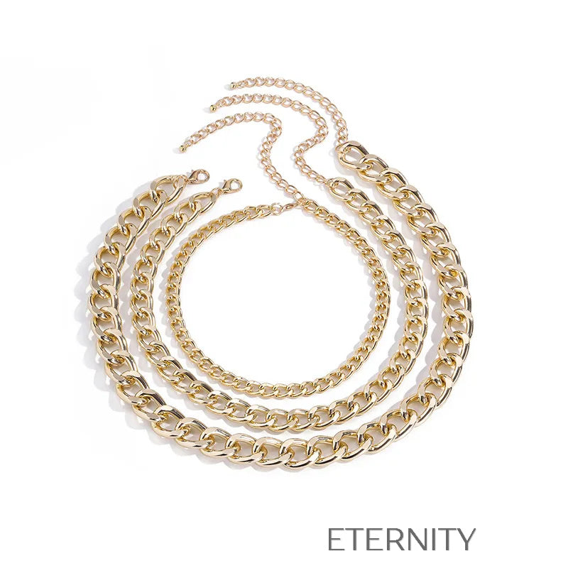 Collar Liquid Bold Eslabones  Cadenas Dorado Unica Acero Inoxidable  ETERNITY