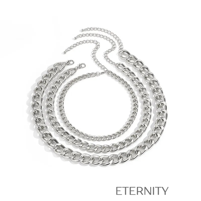 Collar Liquid Bold Eslabones  Cadenas Dorado Unica Acero Inoxidable  ETERNITY