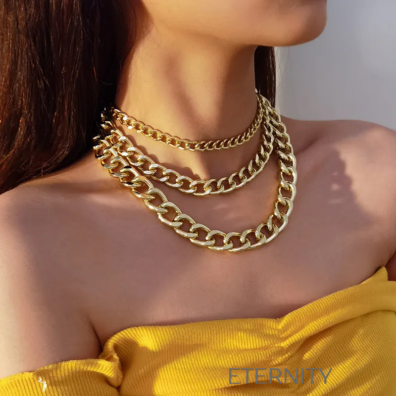 Collar Liquid Bold Eslabones  Cadenas Dorado Unica Acero Inoxidable  ETERNITY