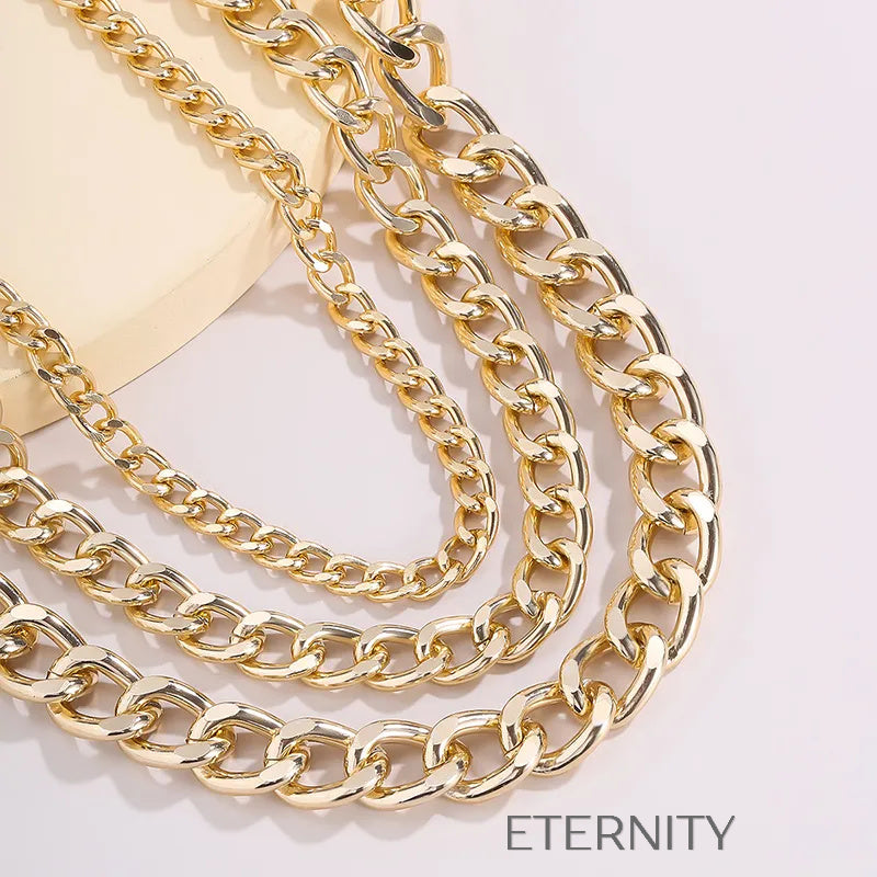 Collar Liquid Bold Eslabones  Cadenas Dorado Unica Acero Inoxidable  ETERNITY