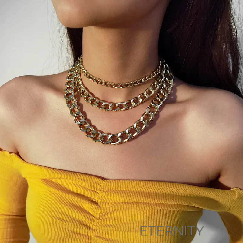 Collar Liquid Bold Eslabones  Cadenas Dorado Unica Acero Inoxidable  ETERNITY