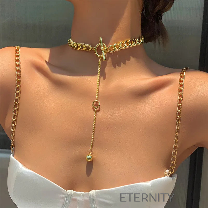 Gargantilla Golden Toggle de Cadena Gruesa con Caída Frontal  Cadenas Dorado Unica Acero Inoxidable  ETERNITY