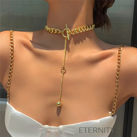 Gargantilla Golden Toggle de Cadena Gruesa con Caída Frontal  Cadenas Dorado Unica Acero Inoxidable  ETERNITY